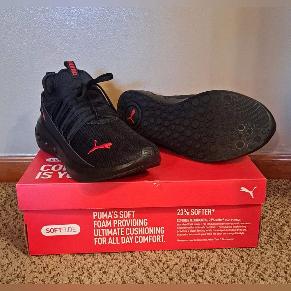 PUMA SoftRide Carson Fresh Men's Black and Red Shoes Size 13